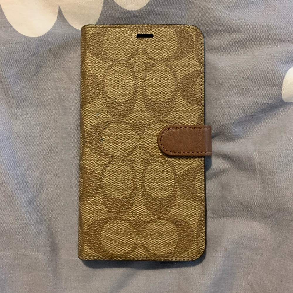 Coach Brown Signature Canvas Folio Phone Case